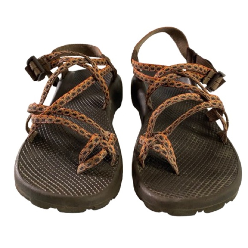 Chaco Women’s Strappy Sandals Size 10 BrownSoles Orange Print Outdoor Waterproof